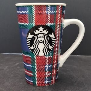 Starbucks 2017 18fl oz Red/Green/Blue Holiday Plaid Coffee Mug.